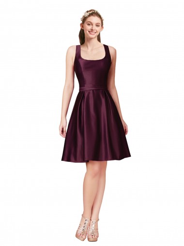 Satin Bateau Neck V-Back A-Line Prom Dress Canada Factory