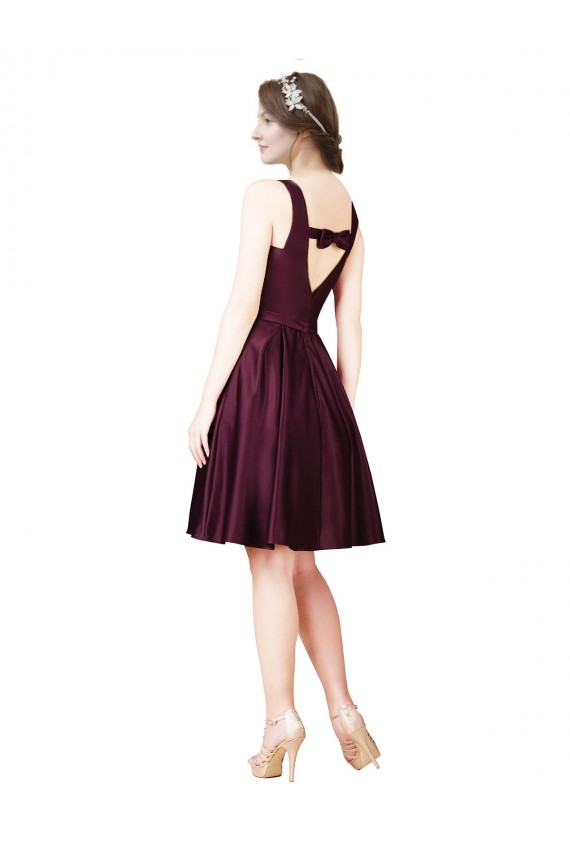Satin Bateau Neck V-Back A-Line Prom Dress Canada Factory