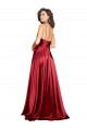 Silky Satin Cowl Neck Low Back A-Line Burgundy Black Tie Prom Dress Canada Factory