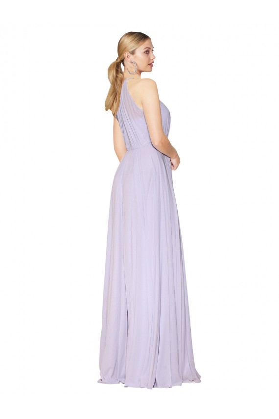Soft Chiffon High Neck A-Line Lilac Prom Dress Canada Factory