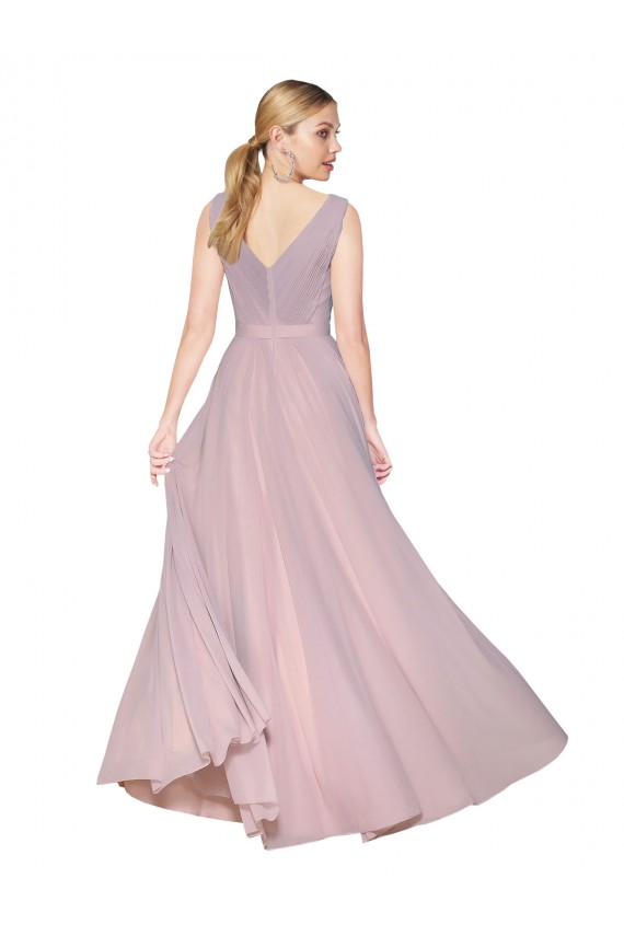 Soft Chiffon High Neck V-Back A-Line Primrose Prom Dress Canada Factory