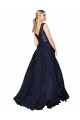 Soft Chiffon & Sequin High Neck V-Back A-Line Dark Navy Prom Dress Canada Factory
