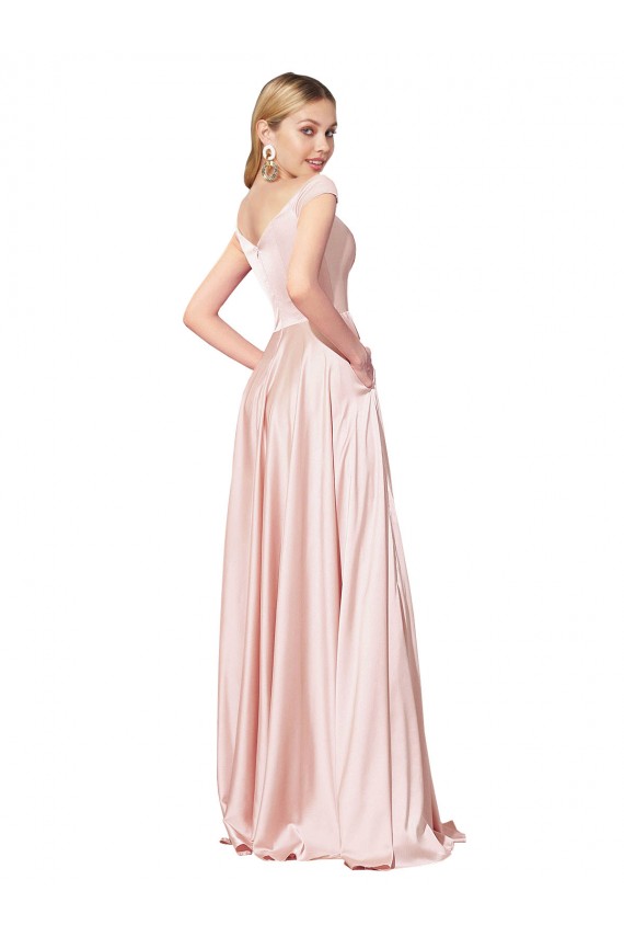 Satin High Neck A-Line Pink Prom Dress Canada Factory