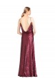 Sequin High Neck A-Line Burgundy Prom Dress Canada Factory