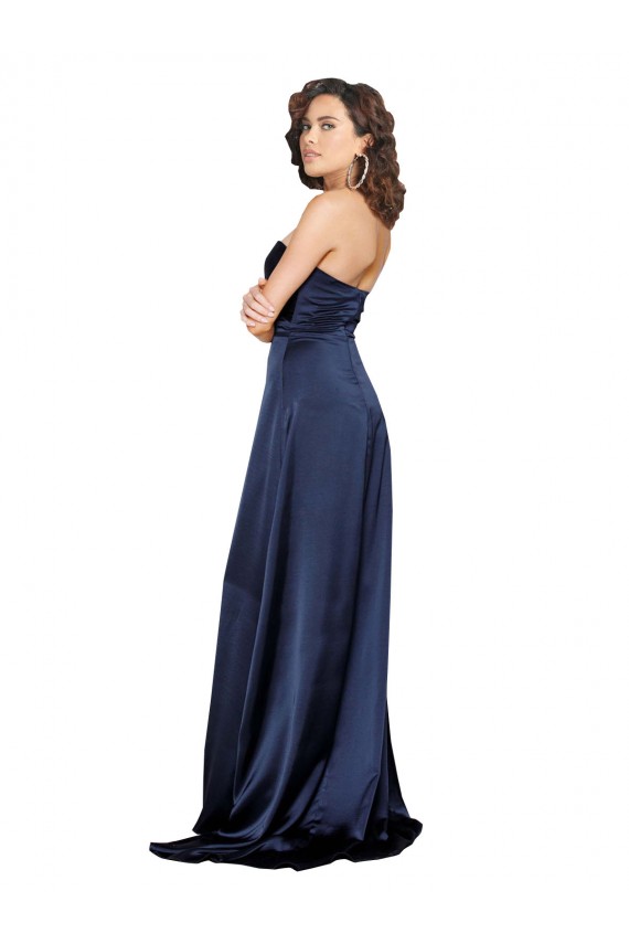 Silky Satin High Neck Low Back A-Line Sapphire Prom Dress Canada Factory