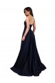 Stretch Crepe High Neck Low Back A-Line Dark Navy Prom Dress Canada Factory