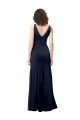 Stretch Crepe High Neck V-Back A-Line Dark Navy Prom Dress Canada Factory