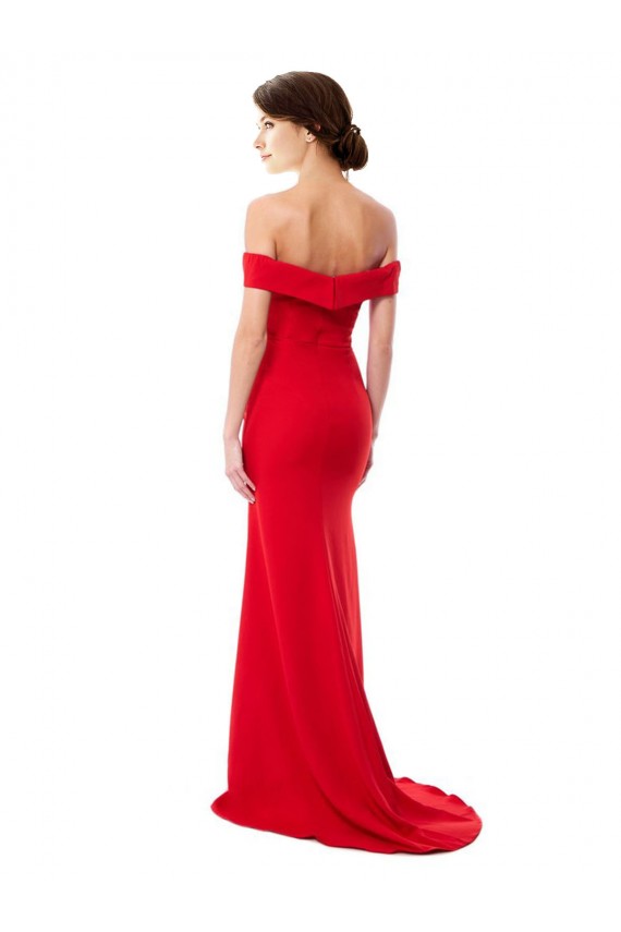 Stretch Crepe High Neck A-Line Red Prom Dress Canada Factory
