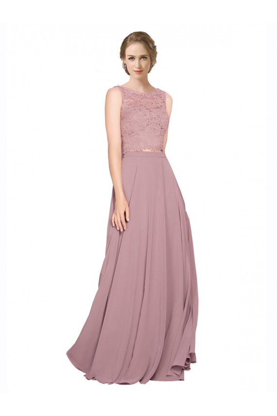 Soft Chiffon & Lace Illusion Neck A-Line Black Tie Prom Dress Canada Factory