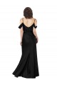Silky Satin Off the Shoulder Low Back A-Line Black Prom Dress Canada Factory