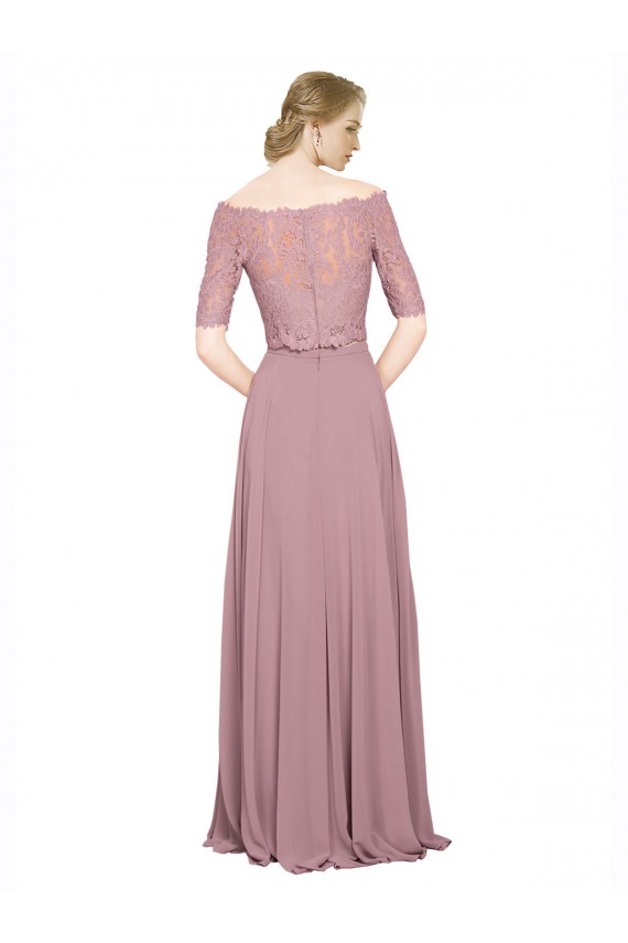 Soft Chiffon & Lace Off the Shoulder A-Line Prom Dress Canada Factory