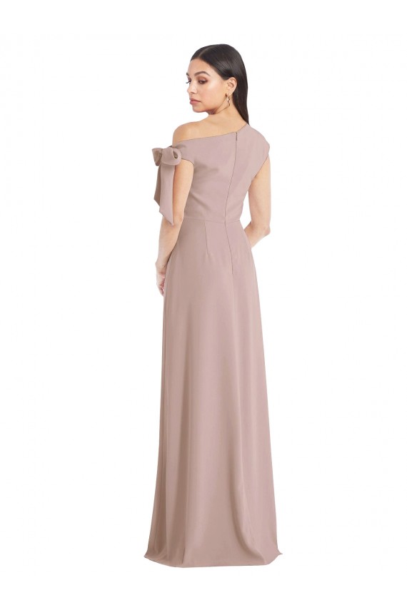 Stretch Crepe Off the Shoulder A-Line Dusty Pink Prom Dress Canada Factory