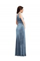 Stretch Velvet Off the Shoulder A-Line Dusty Blue Prom Dress Canada Factory