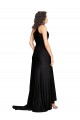Silky Satin One Shoulder A-Line Black Black Tie Prom Dress Canada Factory