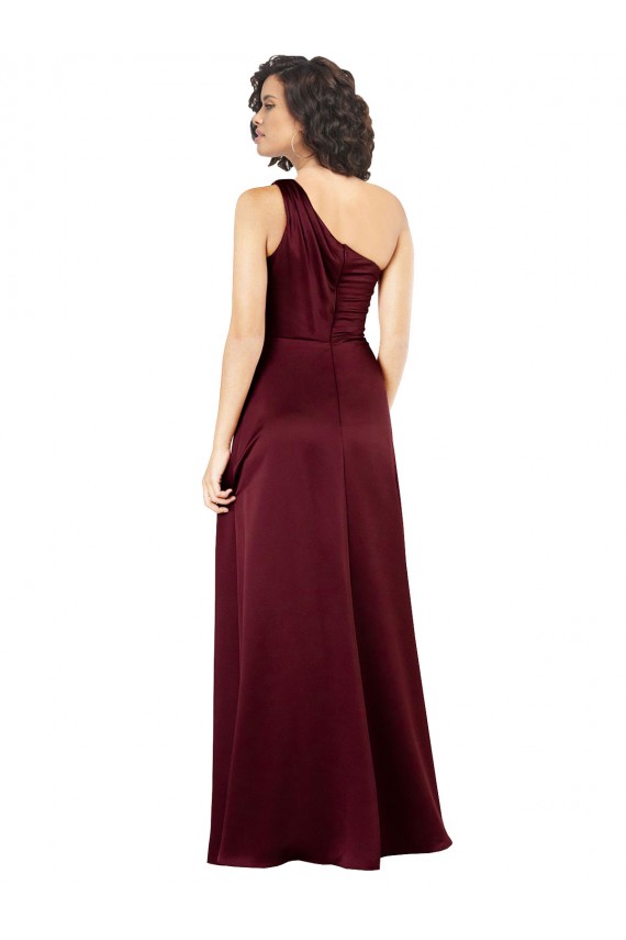 Silky Satin One Shoulder A-Line Burgundy Prom Dress Canada Factory