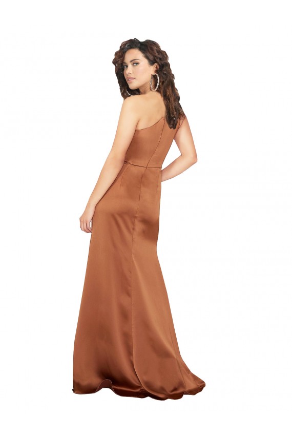 Silky Satin One Shoulder A-Line Orange Prom Dress Canada Factory