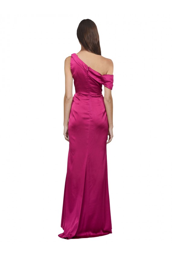 Stretch Satin One Shoulder A-Line Fuchsia Prom Dress Canada Factory