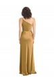 Stretch Satin One Shoulder A-Line Gold Prom Dress Canada Factory