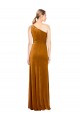 Stretch Velvet One Shoulder A-Line Gold Prom Dress Canada Factory
