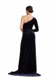 Stretch Velvet One Shoulder A-Line Dark Navy Prom Dress Canada Factory