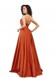 Silky Satin Round Neck Low Back A-Line Burnt Orange Prom Dress Canada Factory