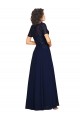 Soft Chiffon Round Neck A-Line Dark Navy Prom Dress Canada Factory