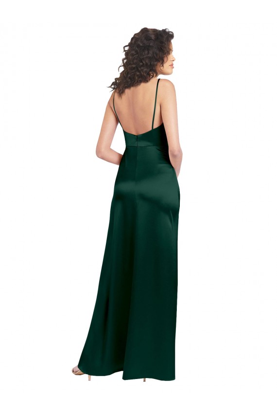 Stretch Satin Scoop Neck Open Back A-Line Hunter Prom Dress Canada Factory
