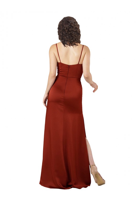 Silky Satin Square Neck Low Back A-Line Red Prom Dress Canada Factory