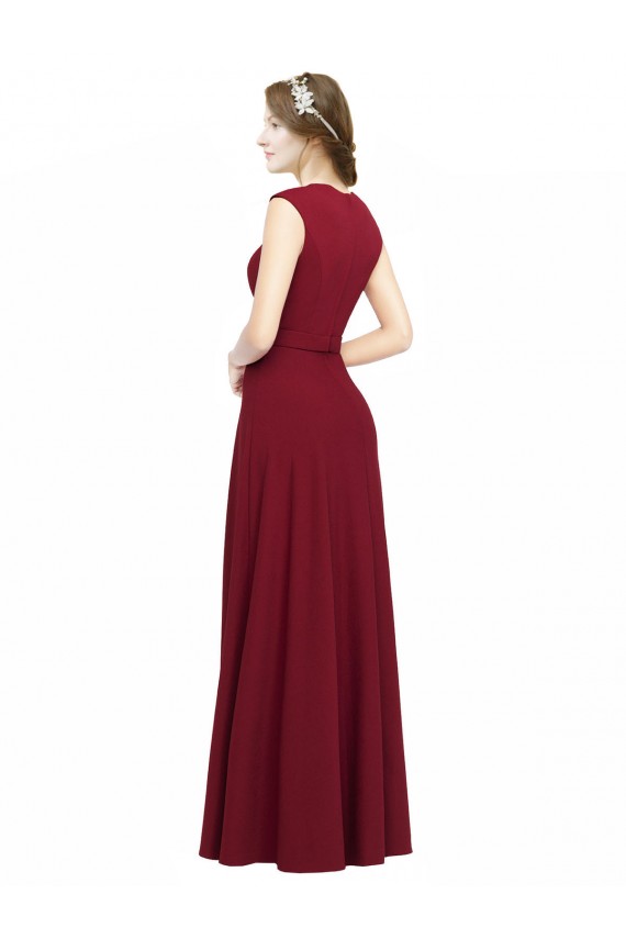 Stretch Crepe Square Neck A-Line Burgundy Prom Dress Canada Factory