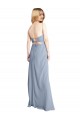 Stretch Crepe Square Neck Open Back A-Line Smoke Blue Prom Dress Canada Factory