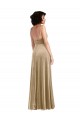 Stretch Velvet Square Neck Low Back A-Line Champagne Prom Dress Canada Factory