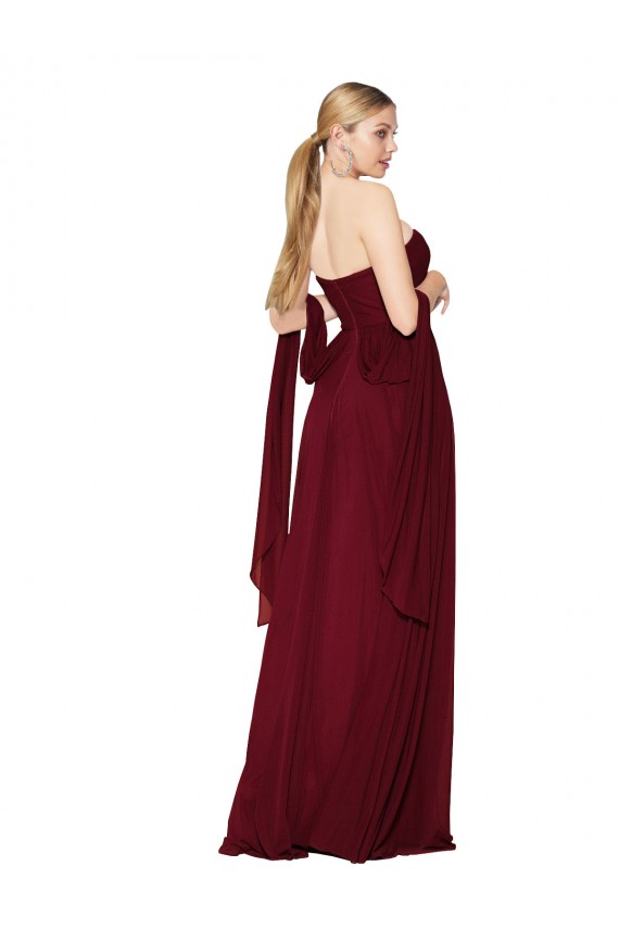 Soft Chiffon Strapless A-Line Burgundy Prom Dress Canada Factory
