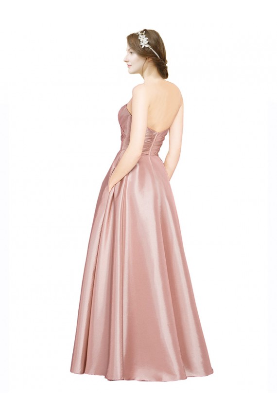 Stretch Satin Strapless Low Back A-Line Black Tie Prom Dress Canada Factory