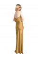 Stretch Satin Strapless A-Line Gold Prom Dress Canada Factory