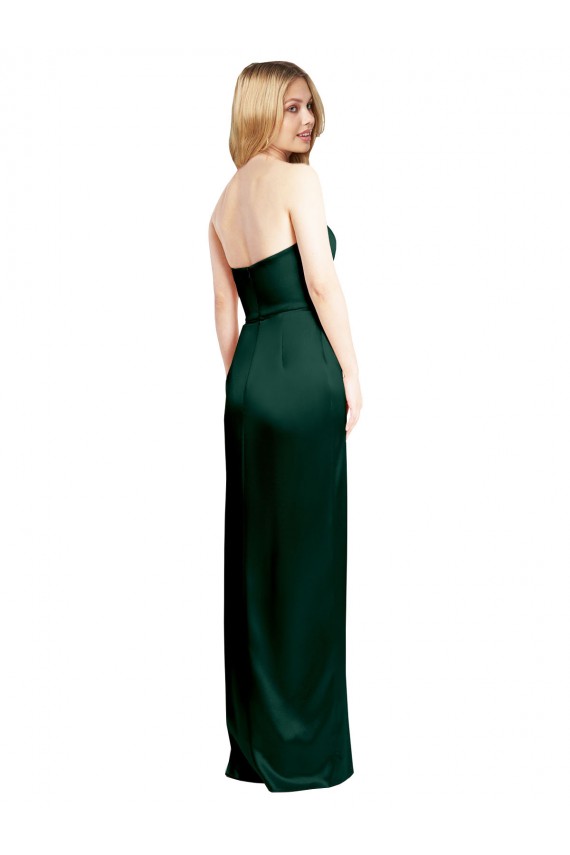 Stretch Satin Strapless A-Line Hunter Prom Dress Canada Factory