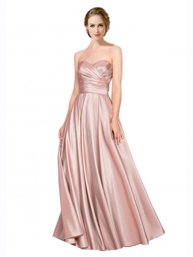Stretch Satin Strapless Low Back A-Line Black Tie Prom Dress Canada Factory