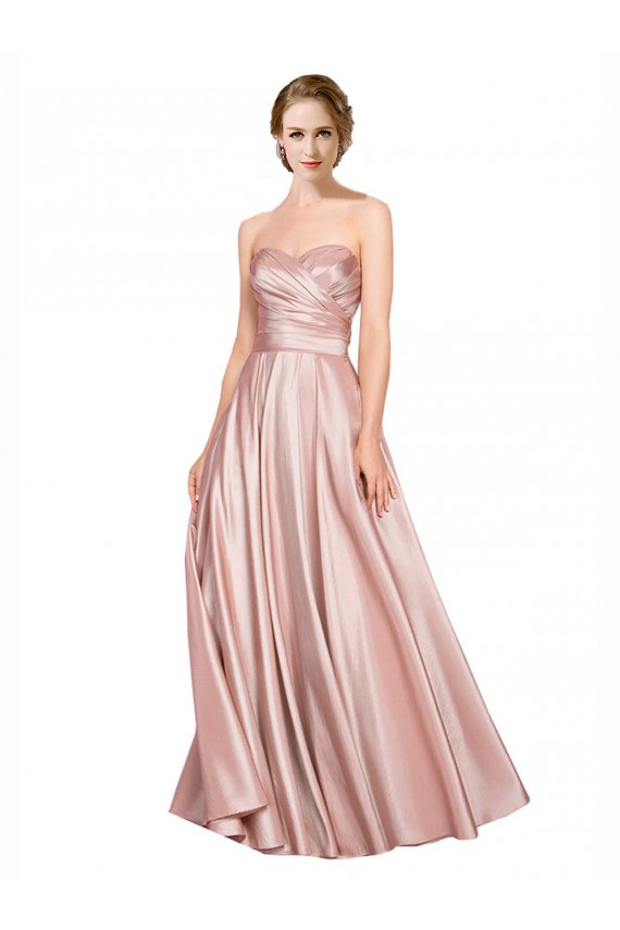 Stretch Satin Strapless Low Back A-Line Black Tie Prom Dress Canada Factory