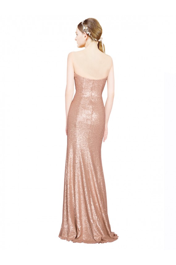Sequin Sweetheart Low Back A-Line Rose Gold Prom Dress Canada Factory