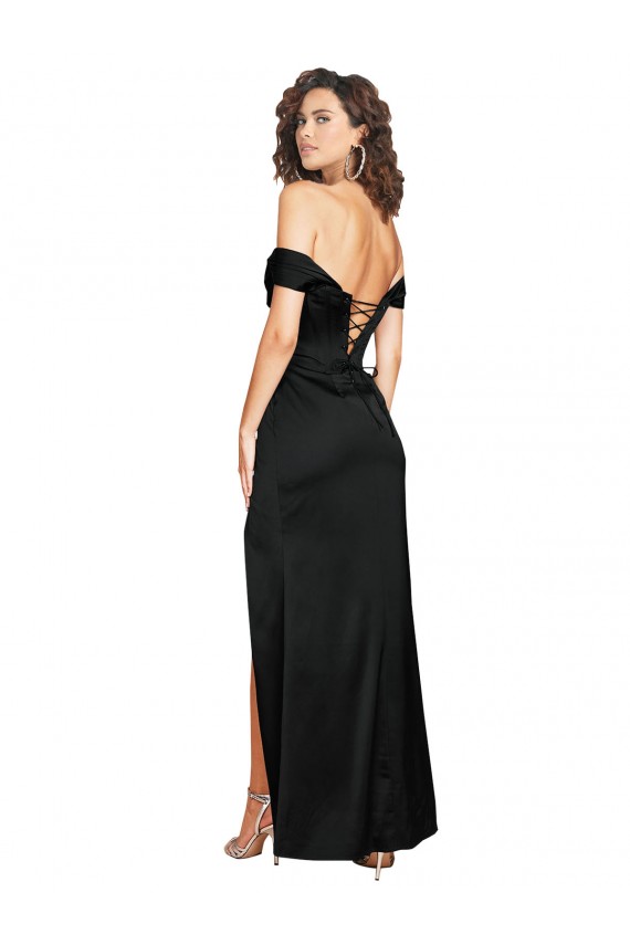 Silky Satin Sweetheart Low Back A-Line Black Black Tie Prom Dress Canada Factory