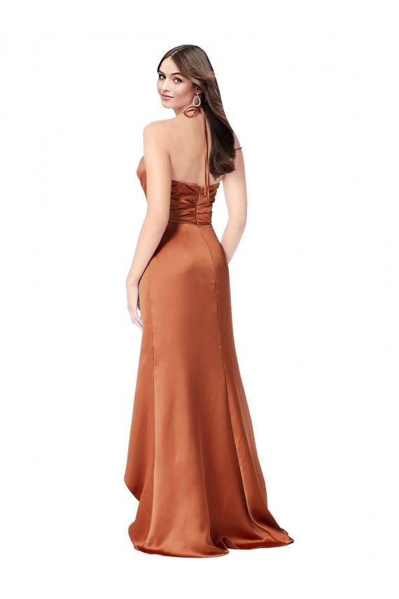 Silky Satin Sweetheart Low Back A-Line Orange High Low Prom Dress Canada Factory