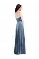 Stretch Velvet Sweetheart Low Back A-Line Dusty Blue Prom Dress Canada Factory