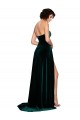 Stretch Velvet Sweetheart Low Back A-Line Dark Green Prom Dress Canada Factory