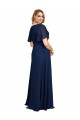 Soft Chiffon V-Neck A-Line Dark Navy Plus Size Formal Prom Dress Canada Factory