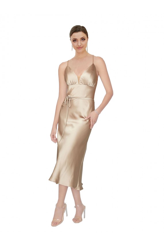 Silky Satin V-Neck A-Line Prom Dress Canada Factory