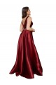 Satin V-Neck V-Back A-Line Burgundy Plus Size Formal Prom Dress Canada Factory
