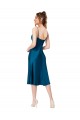 Silky Satin V-Neck Low Back A-Line Peacock Blue Prom Dress Canada Factory