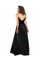 Silky Satin V-Neck V-Back A-Line Black High Low Prom Dress Canada Factory