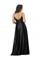 Silky Satin V-Neck Low Back A-Line Black Prom Dress Canada Factory