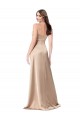 Silky Satin V-Neck Low Back A-Line Champagne Pink Prom Dress Canada Factory