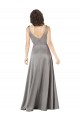 Silky Satin V-Neck A-Line Pearl Grey Prom Dress Canada Factory